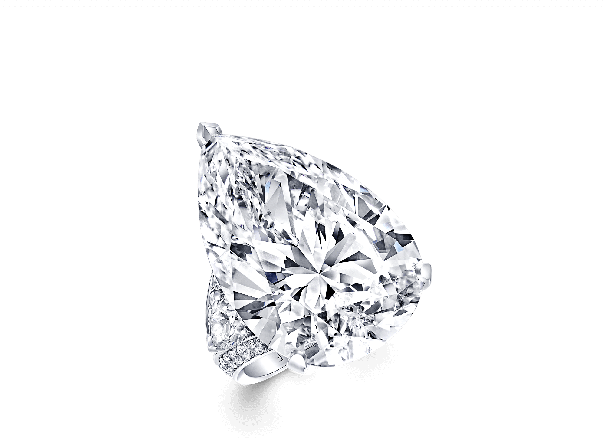 Shank View Of A Graff D Flawless Pear Shape Diamond - Diamond Pave Band (2000x1602), Png Download