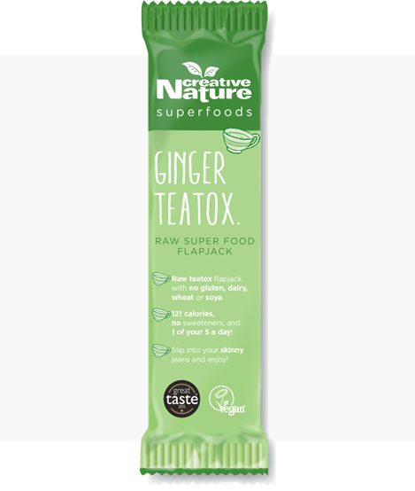 Ginger Teatox Detoxing Flapjack Bar X - Creative Nature - Peanut Protein Superfood Bar 38g (469x554), Png Download