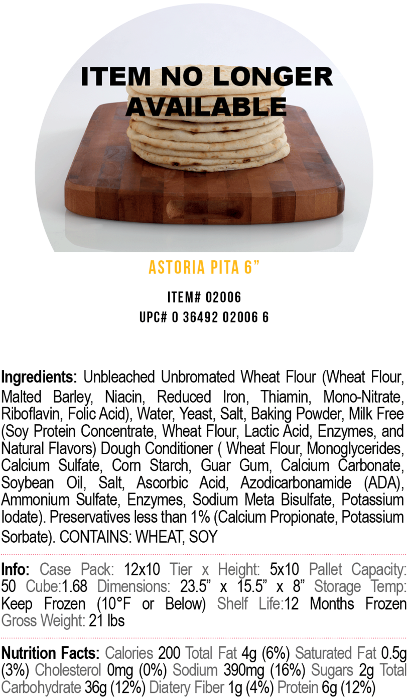 Corfu Pita Breads Astoria 6 In - Astoria (1000x1499), Png Download