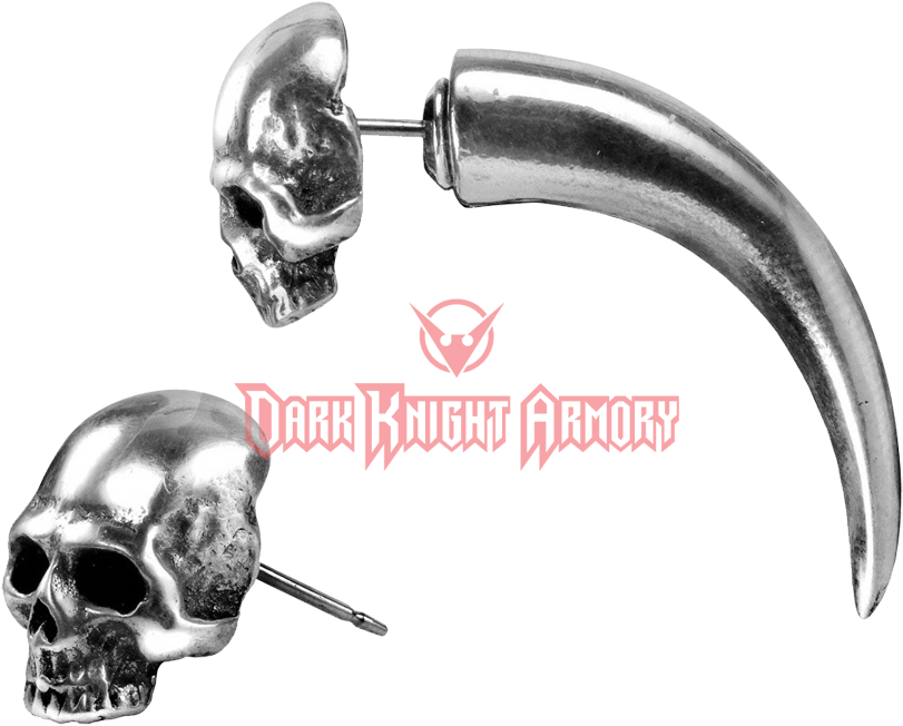 Gothic Skull Horn Ear Stud - "gothic Skull Horn Ear Stud" (850x850), Png Download