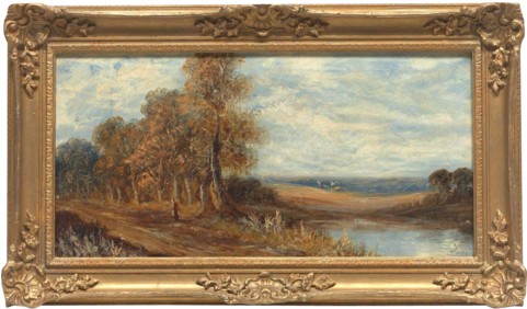 Signed Antique Original Oil Painting Landscape The - Antique Painting Png (480x480), Png Download