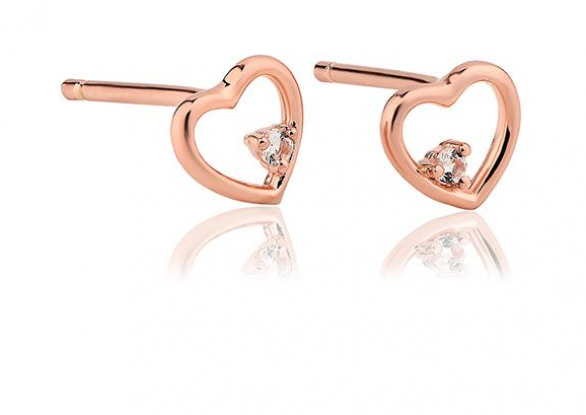 Lucinda King Faith Rose Heart Stud Earrings - Tory Burch Heart Stud Earring - Vintage Gold (585x585), Png Download