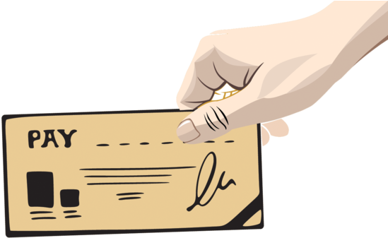 Payment Hand Cheque - Hand With Cheque (580x358), Png Download