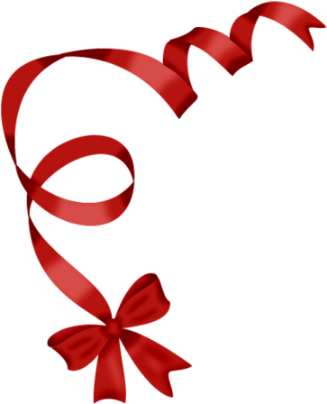 Ax-curly Bow Red - Red Curly Ribbon Clipart (380x500), Png Download
