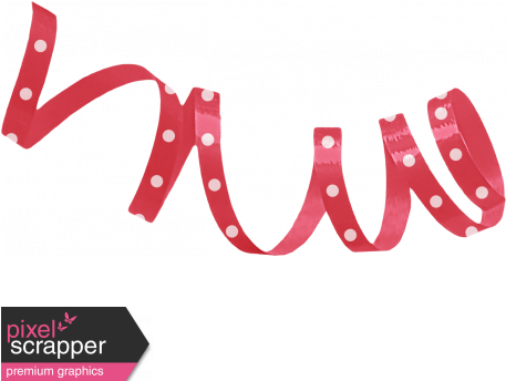 Red & White Polka Dot Curly Ribbon - Digital Scrapbooking (456x456), Png Download