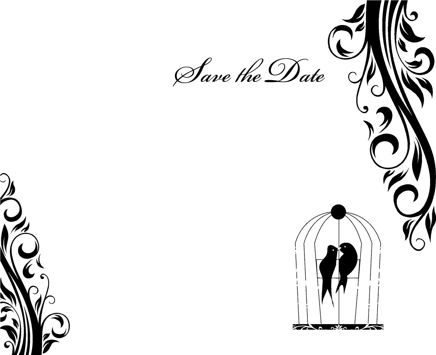 Birdcage Flourish On White - Wedding Invitation (1500x1205), Png Download