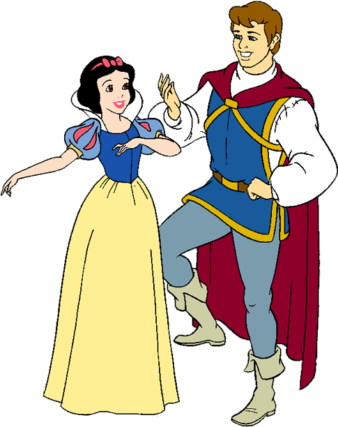 Cinderella And Prince Charming Clip Art - Snow White With Her Prince (485x612), Png Download