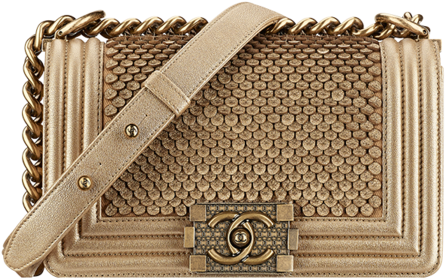 Chanel Small Gold Scaled Boy Flap Bag - Chanel Boy Chanel (846x1080), Png Download