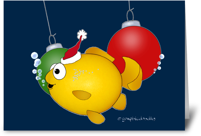 Merry Christmas Cartoon Fish Greeting Card - Happy 1st Christmas! Card (848x698), Png Download
