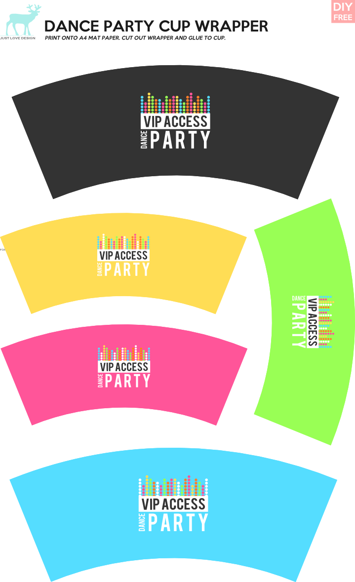 Diy Free Dance Party Cup Wrappers I Had These Printed - Party (719x1179), Png Download
