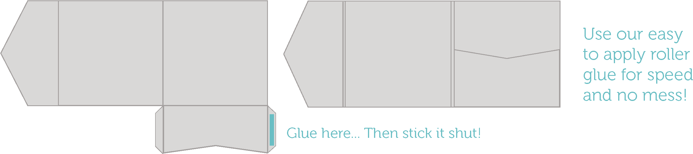 Step 1 Glue Down The Flaps - Pocketfold Template (2460x592), Png Download