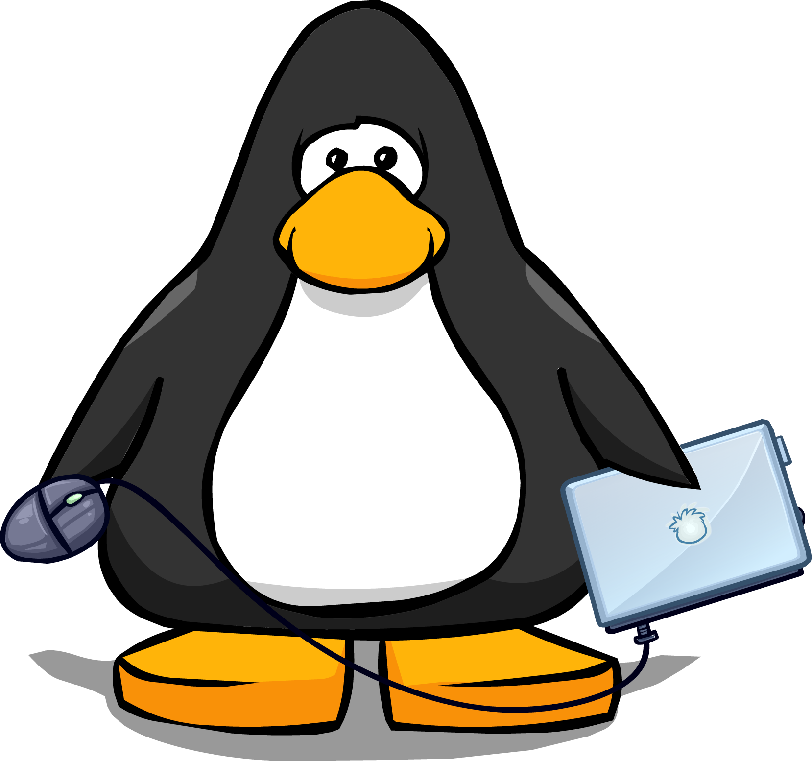Laptop From A Player Card - Club Penguin Blue Horn (1658x1554), Png Download