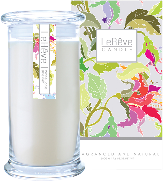 White Lotus Blossom Fragranced Natural Candle - Cylinder (600x1000), Png Download