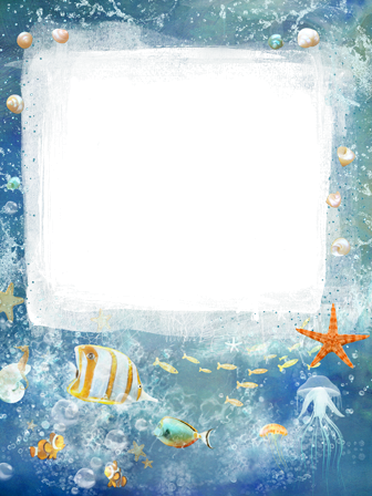 Marco De Mar Con Coloridos Peces Exóticos - Marcos Para Fotos De Mar (336x448), Png Download