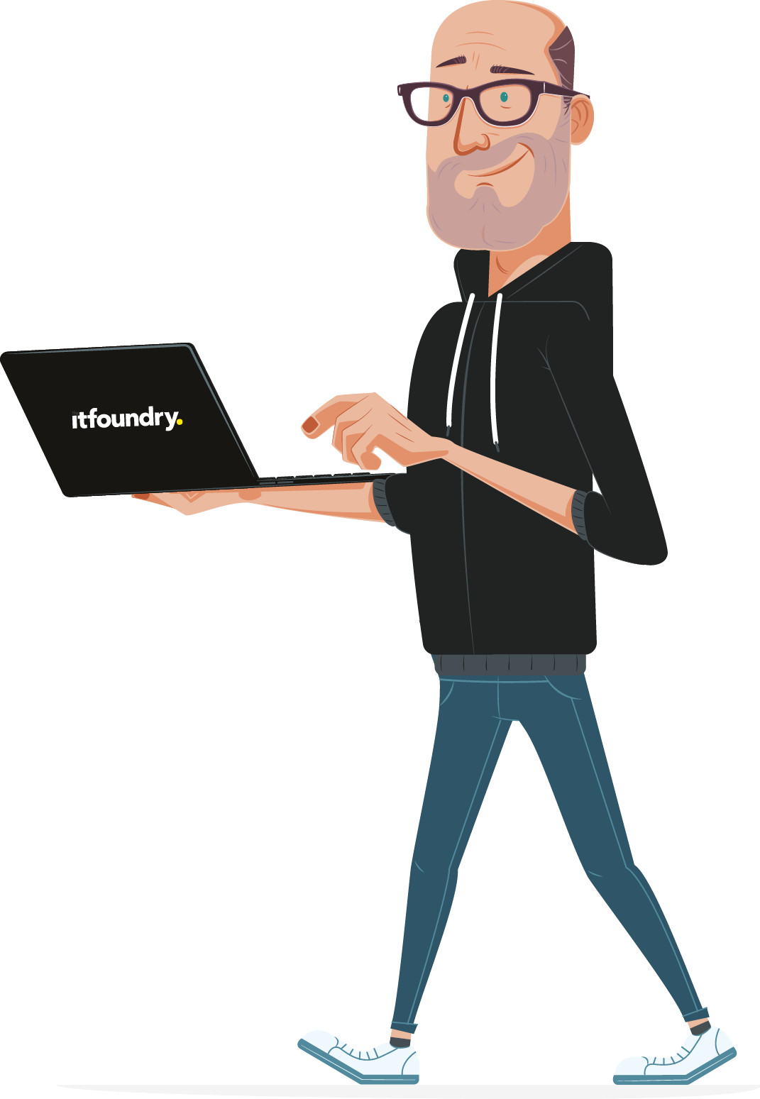 Walking With Laptop - Laptop (1071x1549), Png Download