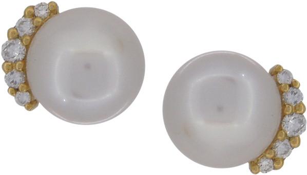 White Pearls With Diamonds Studs - Earrings (842x719), Png Download