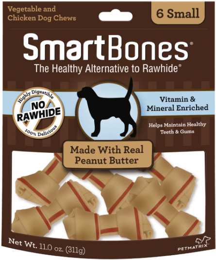 No Rawhide Smartbones Are Made With Real Peanut Butter, - Smartbones Chicken Wrapped Mini Sticks - Dog Food (600x600), Png Download