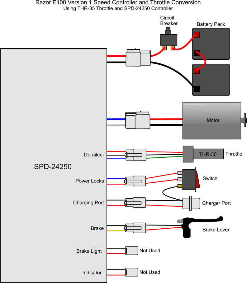 Here Is The Conversion Wiring Diagram For The Razor - Diagram (793x906), Png Download