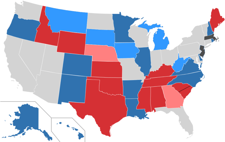 2014 Senate Elections - 2018 Presidential Election By States (800x494), Png Download