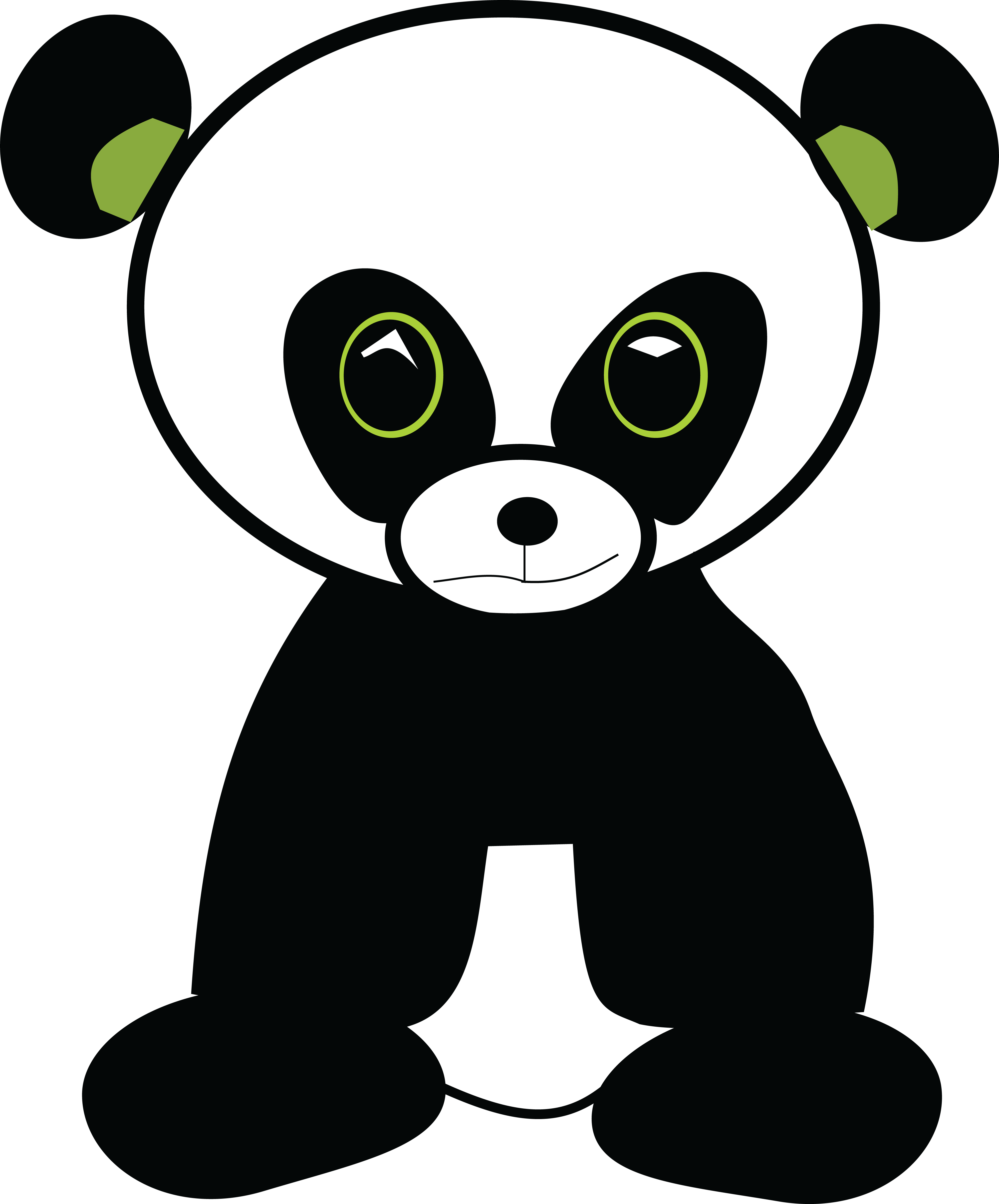 Free Clipart Of A Cute Green Eyed Panda - Giant Panda (4000x4820), Png Download