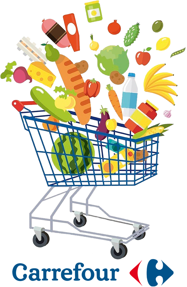 Llévate Un Carro De La Compra Gratis ¡valorado En 50€ - Grocery Sticker Vector Background (654x1004), Png Download