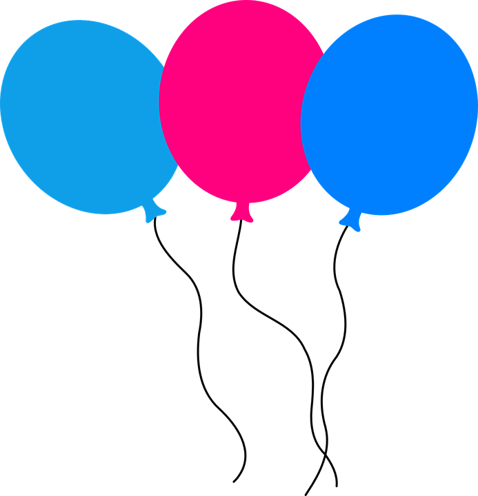 Vector Globos Azules Png - Balão Rosa E Azul (693x720), Png Download