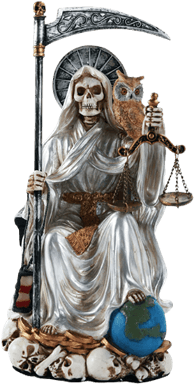 Seated White Santa Muerte Statue - Santa Muerte Statue (555x555), Png Download