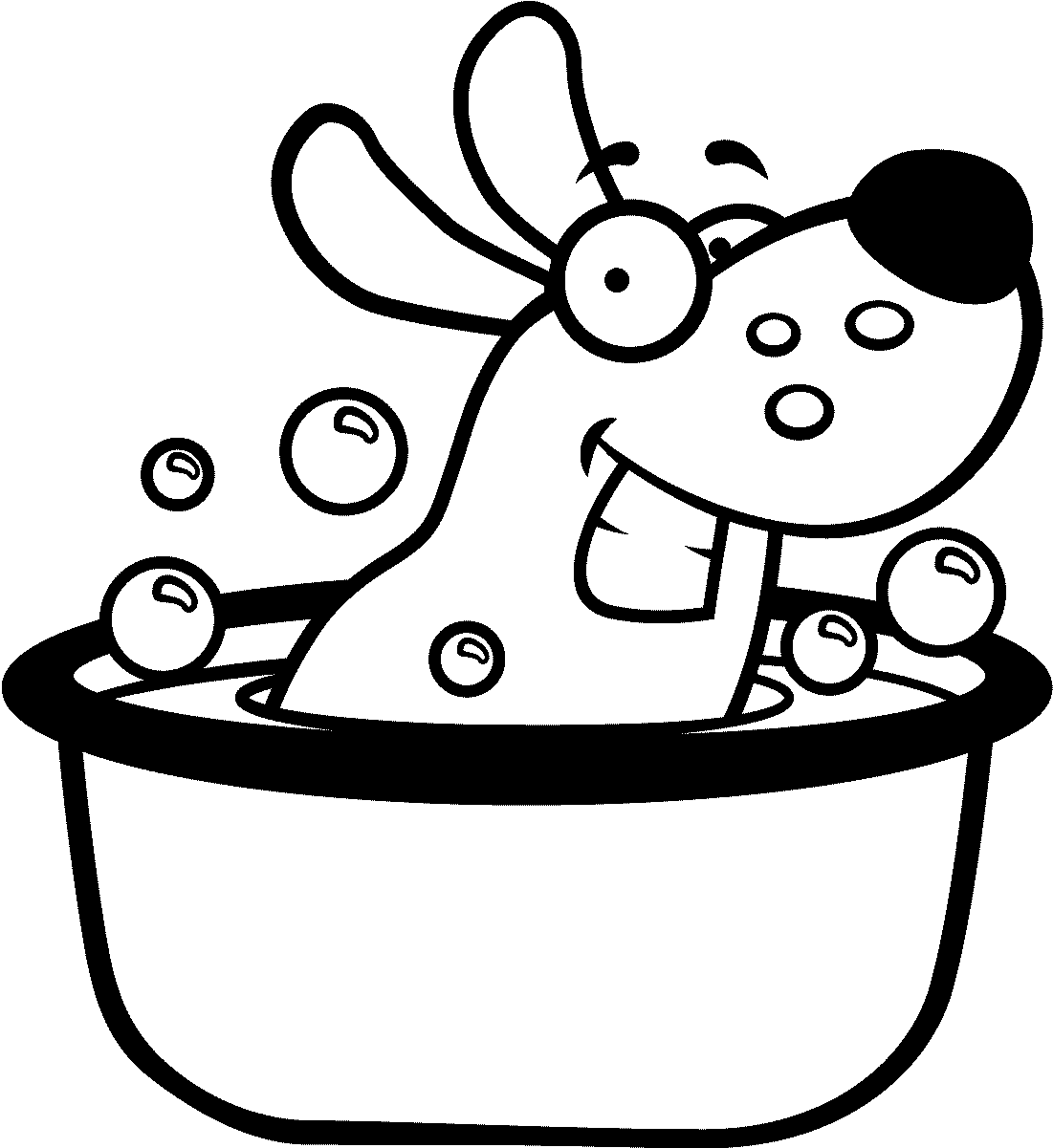 Sticker Bain De Chien Ambiance Sticker Ros A306 - Drawing Of Animals Taking A Bath (1200x1200), Png Download