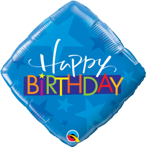 Happy Birthday Blue Stars - Foil Balloon 46cm (300x400), Png Download