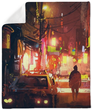 Old Street In The Futuristic City At Night With Colorful - Blade Runner 2049 Street (400x400), Png Download