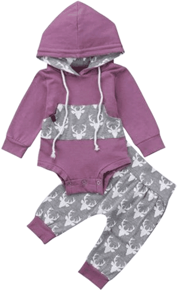 Petite Bello Clothing Set 0-6 Months Deer Lavander - Clothing (600x600), Png Download