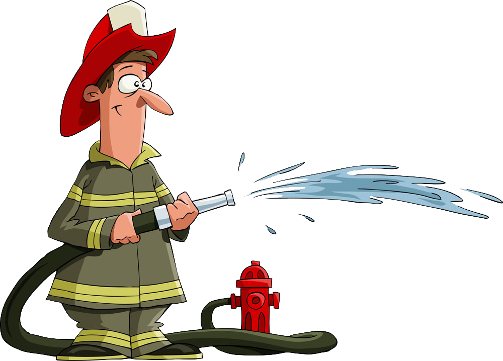 Clip Black And White Stock Clipart Firefighter - Fire Fighting Cartoon (1000x718), Png Download