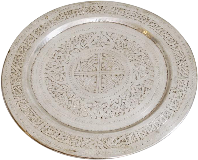 Moroccan Silver Metal Tray 36" - Silver (760x616), Png Download