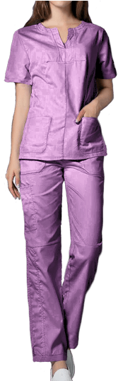 Lavander Scrub Suit Set - White Scrub Suit (307x538), Png Download