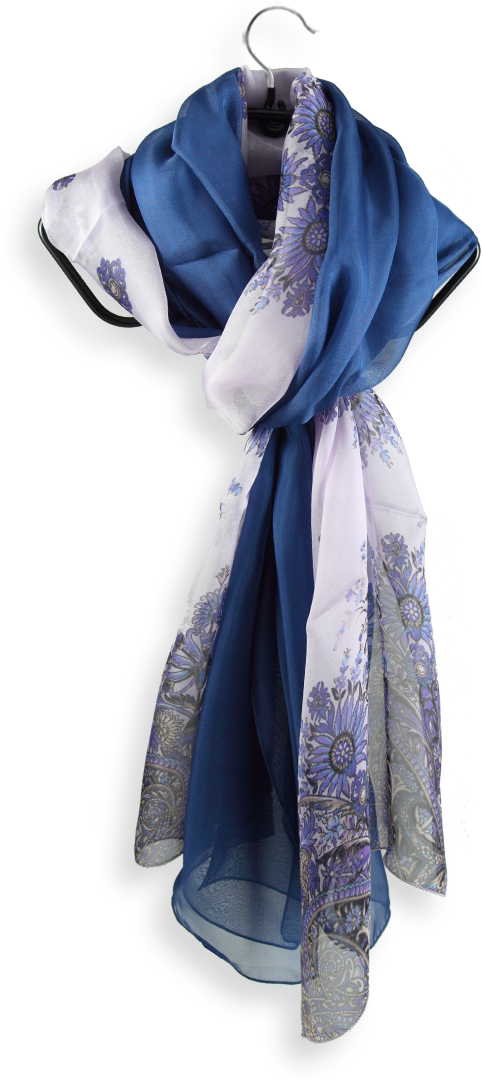 Stole Slik Blue Cashmere Printed Made In France - Silk (1200x1200), Png Download