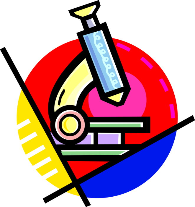 Vector Illustration Of Microscope Instrument Sees Objects (661x700), Png Download