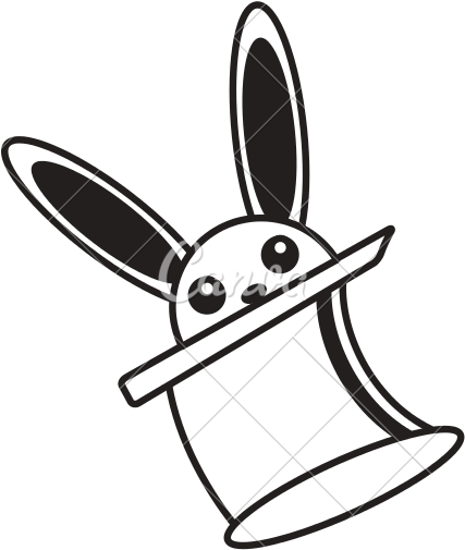 Magic Hat Rabbit Appear Design Outline - Vector Graphics (550x550), Png Download