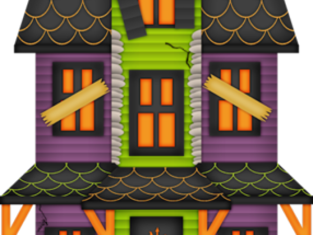 Haunted House Clipart Village - Halloween Houses Clipart (640x480), Png Download