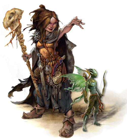 Halfling Warlock And Her Imp - Female Halfling Wizard (500x615), Png Download