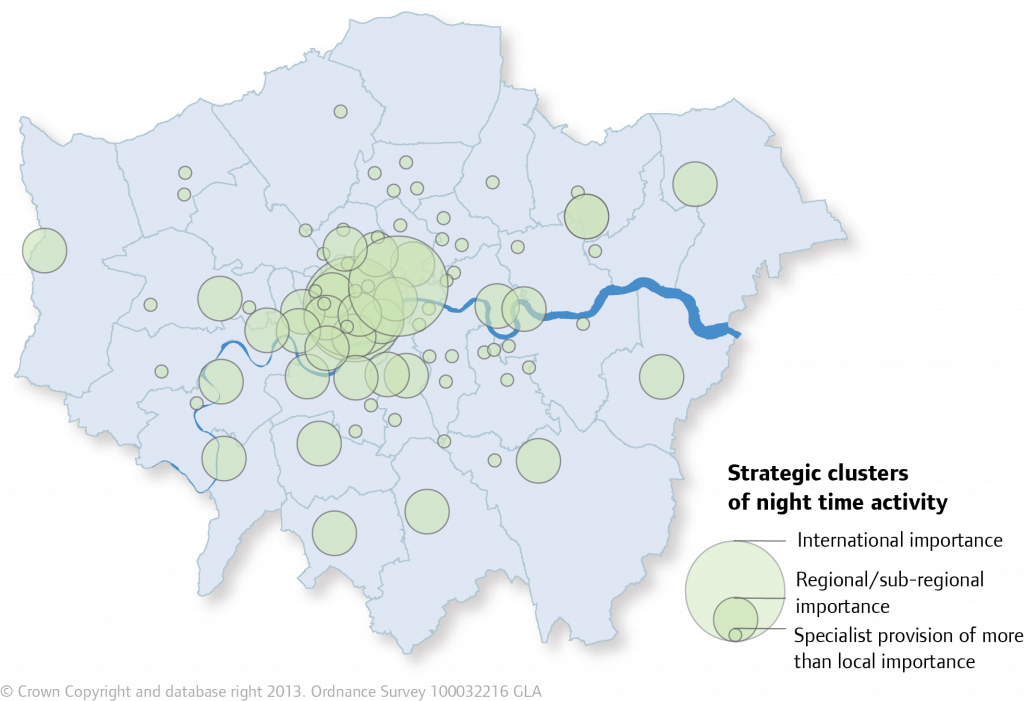 3 Night Time Economy Clusters Of Strategic Importance - London's Lost Rivers Map (1024x701), Png Download
