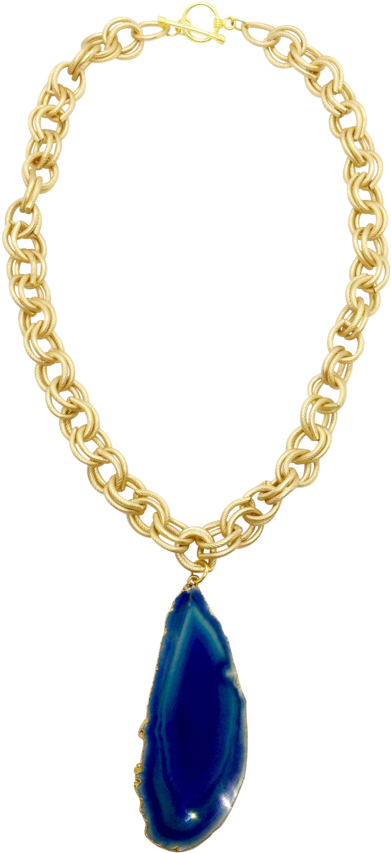 Teramasu Blue Agate And Gold Chain Necklace - Necklace (750x1000), Png Download