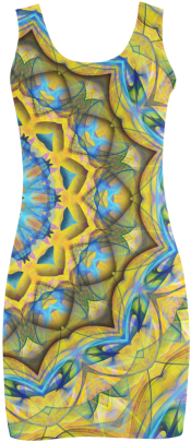 Blue Sky Golden Cornfield Mandala Abstract Art Medea - Day Dress (500x500), Png Download
