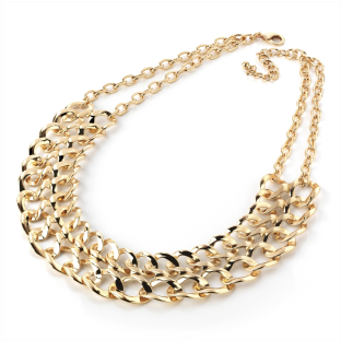 Isla Gold Chain Necklace - Simple Chunky Double Chain Necklace (423x310), Png Download