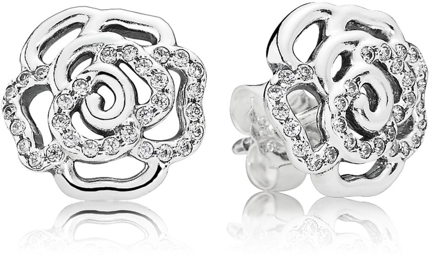 Shimmering Rose Stud Earrings, Clear Cz - Pandora Shimmering Rose Stud Earrings, Clear Cz (999x999), Png Download