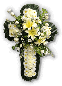 Cruz De Rosas Blancas - Arreglos Florales Con Cruces (350x350), Png Download