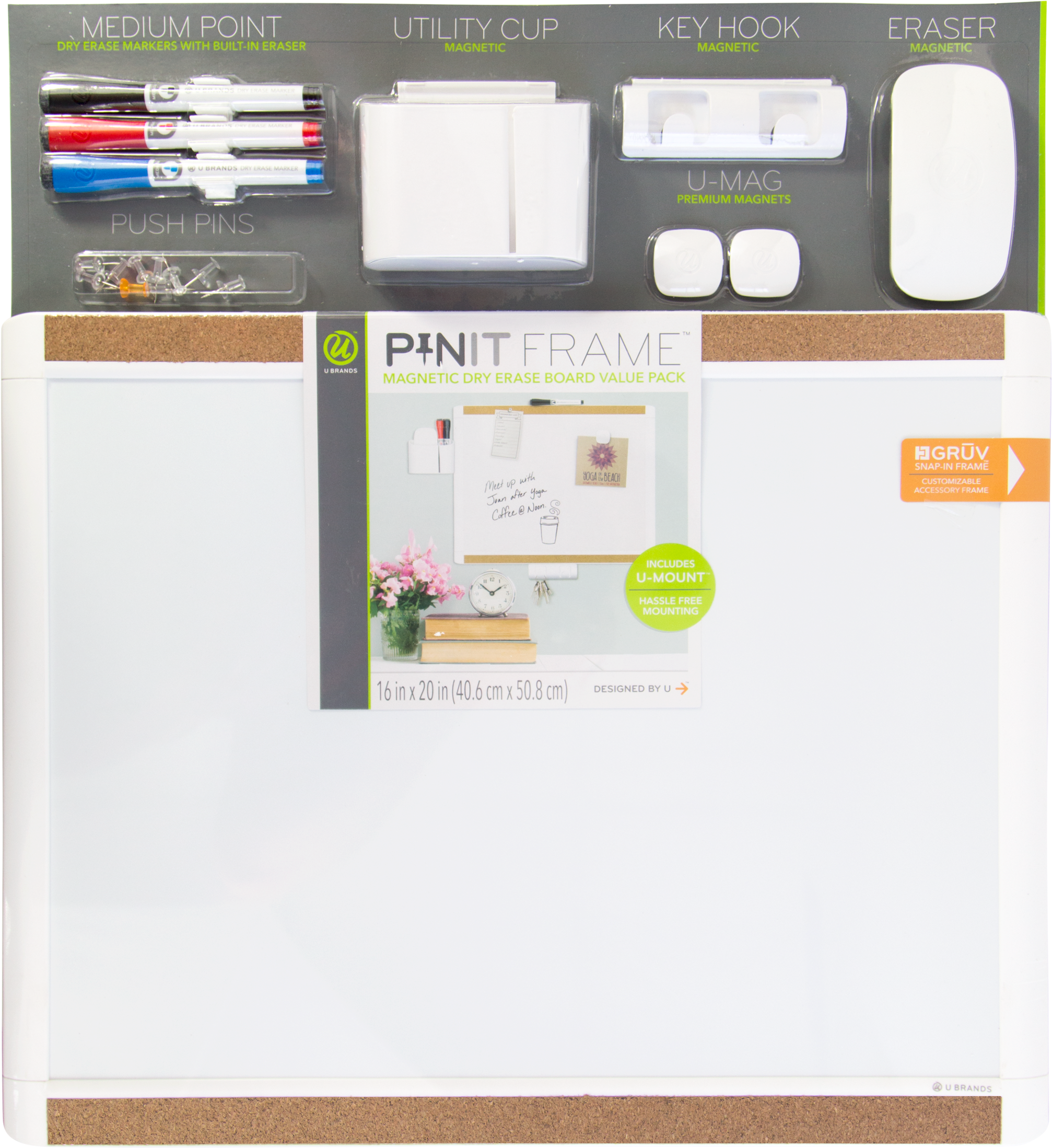 U Brands Pin-it Magnetic Dry Erase Board Deluxe Value (2500x2499), Png Download