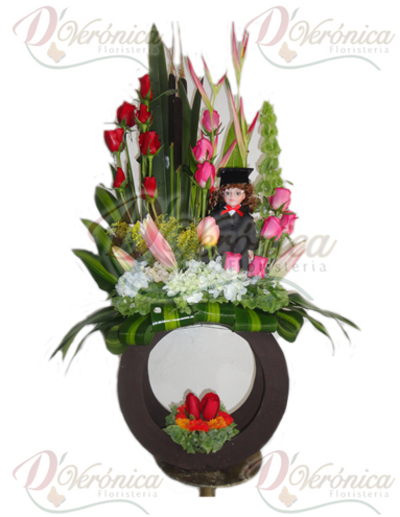 D-veronica - Arreglo De Flores Para Graduacion (400x517), Png Download