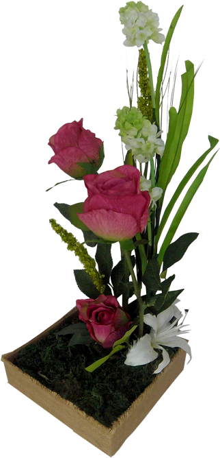 Arreglo De Flores Base De Madera Forrada Con Bring - Arreglos Florales Con Base De Madera (700x700), Png Download