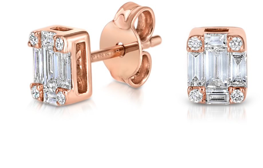 Mosaic Stud Earrings With Diamonds - Earrings (1024x1024), Png Download