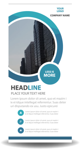 Blue Circle Business Roll Up Banner Flat Design Template - Brochure (640x640), Png Download